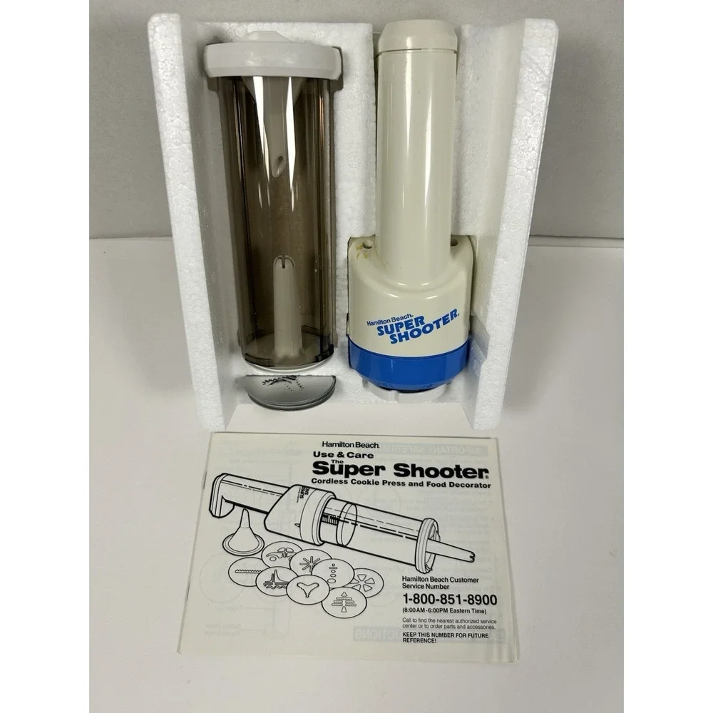 Vintage Hamilton Beach Super Shooter COOKIE PRESS Decorator Kit As seen on TV